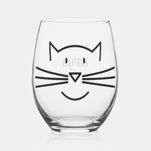 Kat Whiskers Ontwerp Wijnglas Zonder Voet