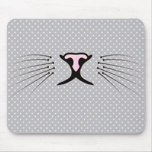 Kat Whiskers op Polka Dots Muismat