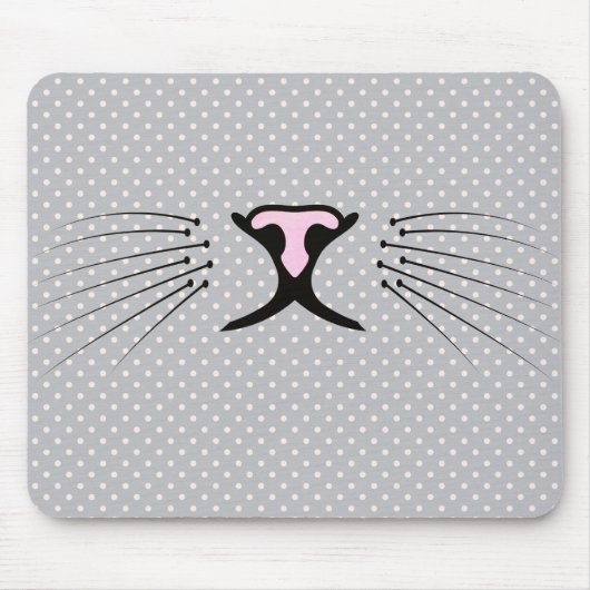 Kat Whiskers op Polka Dots Muismat (Voorkant)