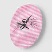 Kat Whiskers op Roze en White Gingham Grote Klok (Hoek)