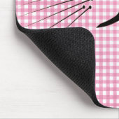 Kat Whiskers op Roze en White Gingham Muismat (Hoek)