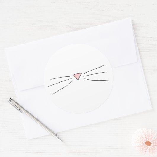 Kat Whiskers Tekening Stickers (Envelop)