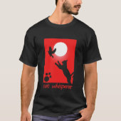 Kat Whisperer Retro Red met vogel T-shirt (Voorkant)