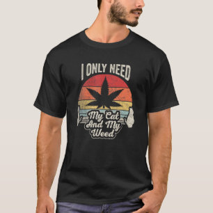 Kat Wiet Vintage Retro Alleen Mijn Kat En Wiet Nod T-shirt