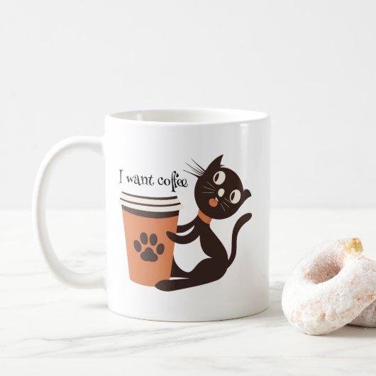 Kat wil grappige koffie koffiemok (Met donut)