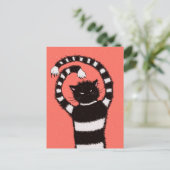 Kat-wintersneeuwvlokken Briefkaart (Staand voorkant)