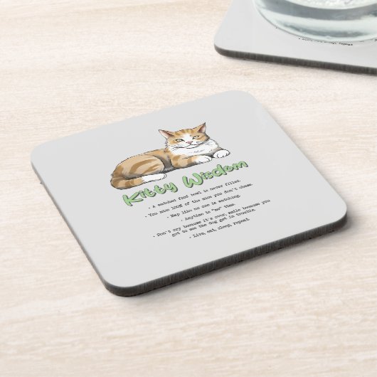 Kat Wisdom - Funny Cat Rules met een bruine kat Bier Onderzetter (Linkerzijde)