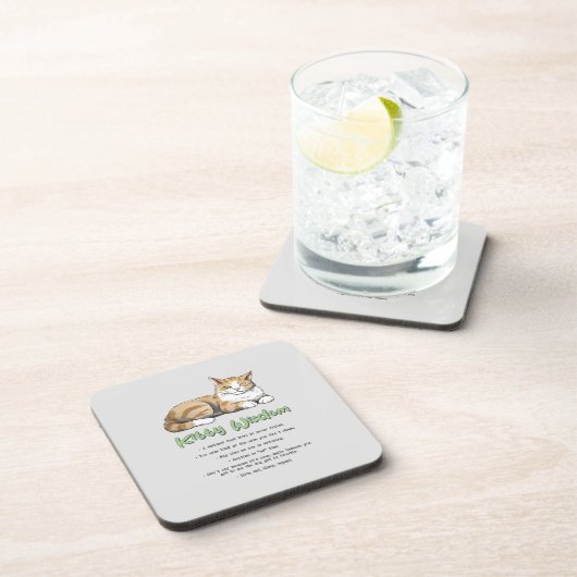 Kat Wisdom - Funny Cat Rules met een bruine kat Bier Onderzetter (Rechterzijde)