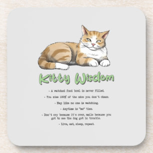 Kat Wisdom - Funny Cat Rules met een bruine kat Bier Onderzetter