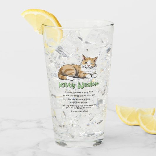 Kat Wisdom - Funny Cat Rules met een bruine kat Glas (Voorkant ijs)