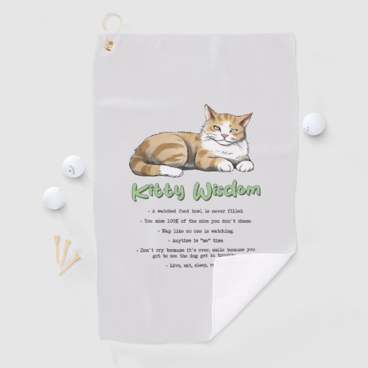 Kat Wisdom - Funny Cat Rules met een bruine kat Golfhanddoek (Insitu)