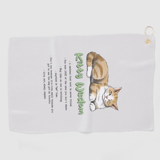 Kat Wisdom - Funny Cat Rules met een bruine kat Golfhanddoek (Horizontaal)