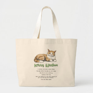 Kat Wisdom - Funny Cat Rules met een bruine kat Grote Tote Bag