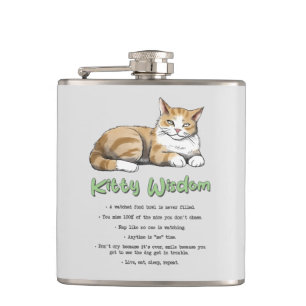 Kat Wisdom - Funny Cat Rules met een bruine kat Heupfles