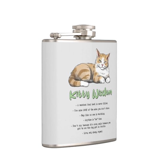 Kat Wisdom - Funny Cat Rules met een bruine kat Heupfles (Rechts)
