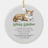Kat Wisdom - Funny Cat Rules met een bruine kat Keramisch Ornament (Achterkant)
