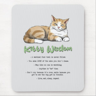Kat Wisdom - Funny Cat Rules met een bruine kat Muismat
