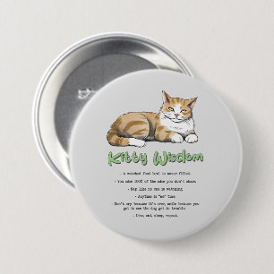 Kat Wisdom - Funny Cat Rules met een bruine kat Ronde Button 7,6 Cm