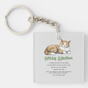 Kat Wisdom - Funny Cat Rules met een bruine kat Sleutelhanger