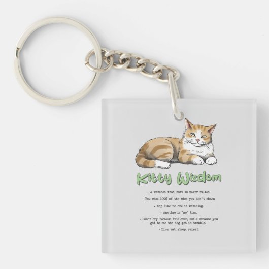 Kat Wisdom - Funny Cat Rules met een bruine kat Sleutelhanger (Voorkant)