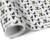 Kat Wishes-Schattige Black Cat Met Cadeau-Verjaard Cadeaupapier (Rol Hoek)