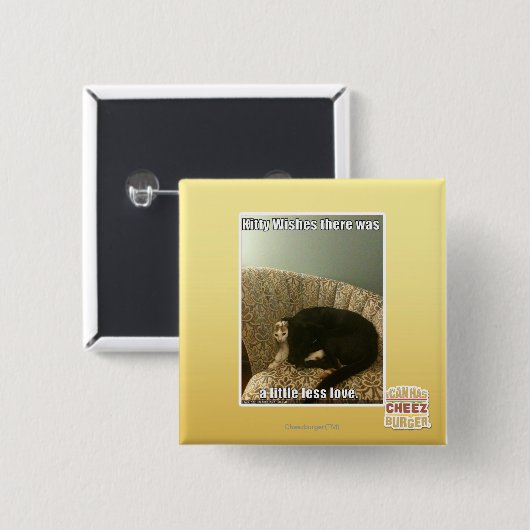 Kat Wishes Vierkante Button 5,1 Cm (Voorkant /achterkant)