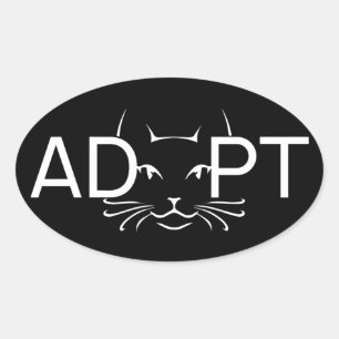 Kat wit adopteren ovale sticker