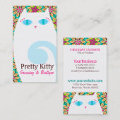  Kat Wit en Floral Visitekaartje (Voorkant / Achterkant)