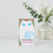  Kat Wit en Floral Visitekaartje (Staand voorkant)