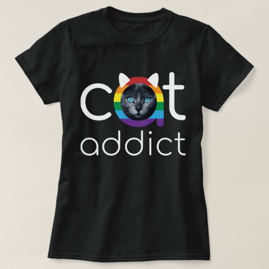 Kat Wit ontwerp voor regenboogblauw oog T-shirt (Design voorkant)