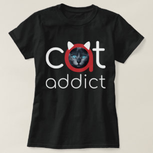 Kat Wit rood blauw oogontwerp T-shirt