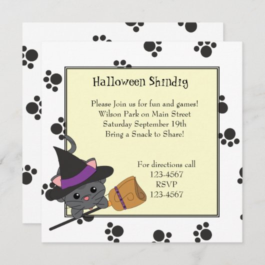 Kat Witch Cutie Kaart (Voorkant / Achterkant)