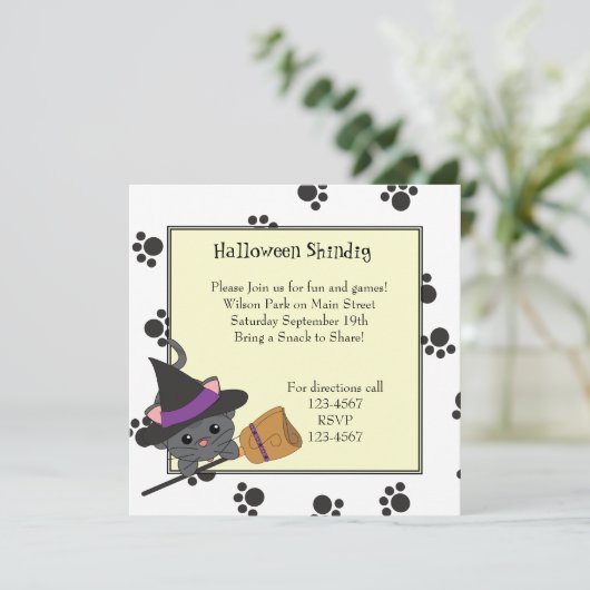 Kat Witch Cutie Kaart (Staand voorkant)