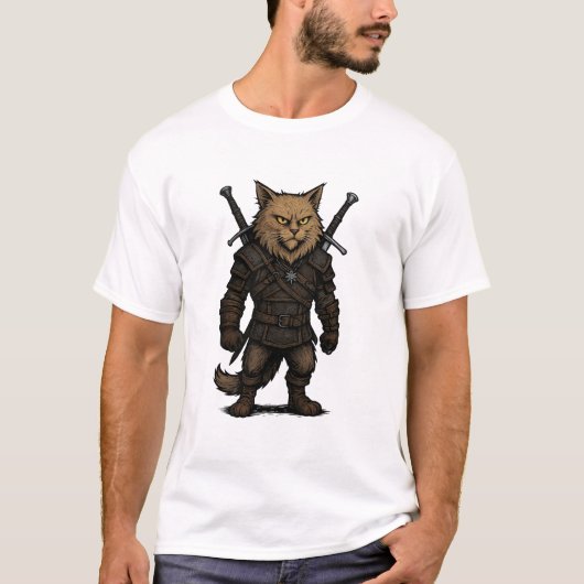 Kat Witcher – Middeleeuwse Fantasie Krijger T-shirt (Voorkant)
