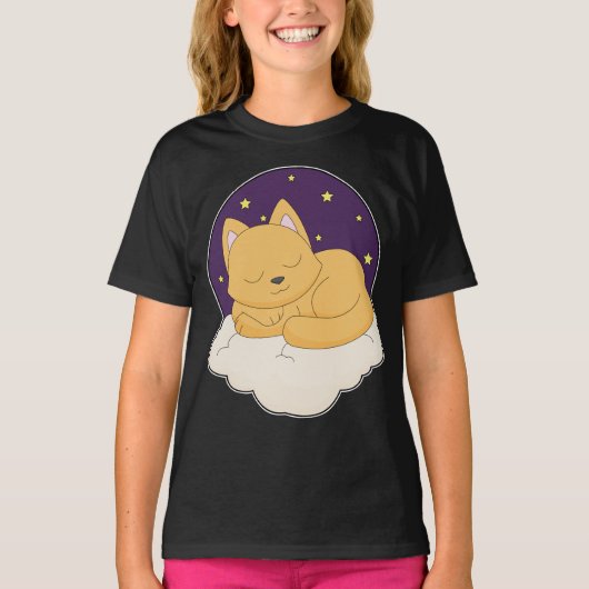 Kat Wolken Sterren T-shirt (Voorkant)