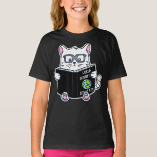 kat world dominationcat    bookworm lezen t-shirt