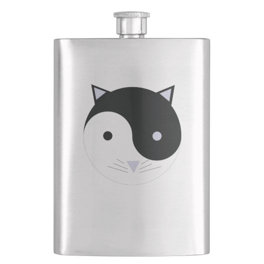 Kat Yin Yang Meditatie Ontwerp Zwart, Wit, Flacon (Voorkant)