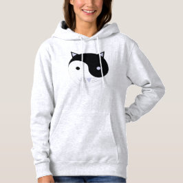 Kat Yin Yang Meditatie Ontwerp Zwart, Wit, Hoodie
