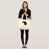Kat Yin Yang met Mint Groen, Zwart en Wit Grote Tote Bag (Voorkant (model))
