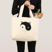 Kat Yin Yang met Mint Groen, Zwart en Wit Grote Tote Bag (Voorkant (product))
