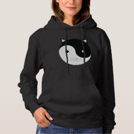 Kat Yin Yang met Mint Groen, Zwart en Wit Hoodie
