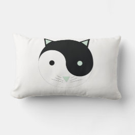 Kat Yin Yang met Mint Groen, Zwart en Wit Kussen