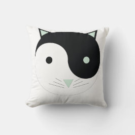 Kat Yin Yang met Mint Groen, Zwart en Wit Kussen