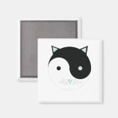 Kat Yin Yang met Mint Groen, Zwart en Wit Magneet (Voorkant / Achterkant)