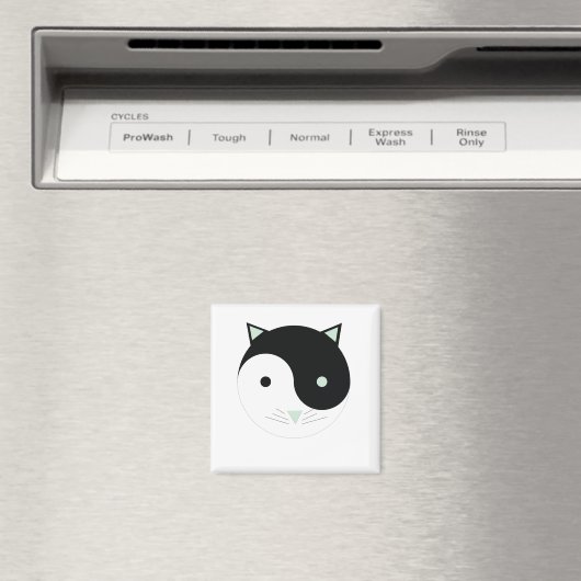 Kat Yin Yang met Mint Groen, Zwart en Wit Magneet (Insitu (Vaatwasser))