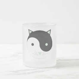 Kat Yin Yang met Mint Groen, Zwart en Wit Matglas Koffiemok
