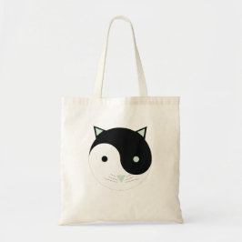 Kat Yin Yang met Mint Groen, Zwart en Wit Tote Bag
