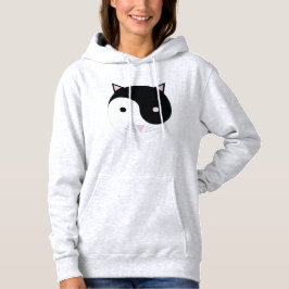 Kat Yin Yang Roze Zwart en Wit Hoodie