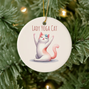 Kat Yoga Pose - Dame Yoga Kat Keramisch Ornament