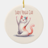 Kat Yoga Pose - Dame Yoga Kat Keramisch Ornament (Achterkant)